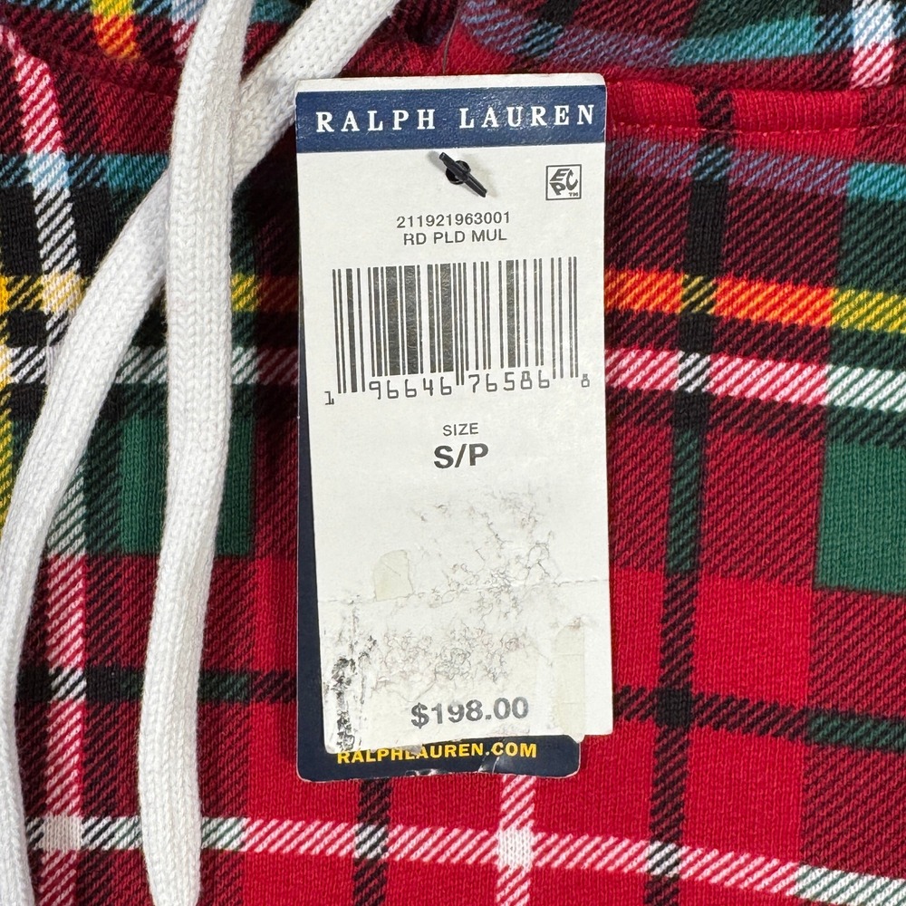 Polo Ralph Lauren Hoodie Womens S Red Plaid Tartan Fleece Pullover - Picture 3 of 10